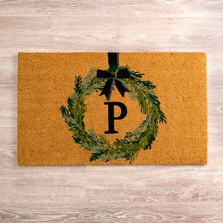 Christmas Wreath Monogram P Doormat>Kirklands Home Hot