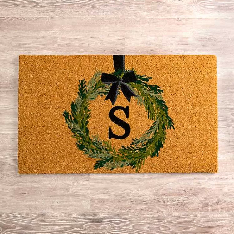Christmas Wreath Monogram S Doormat>Kirklands Home New