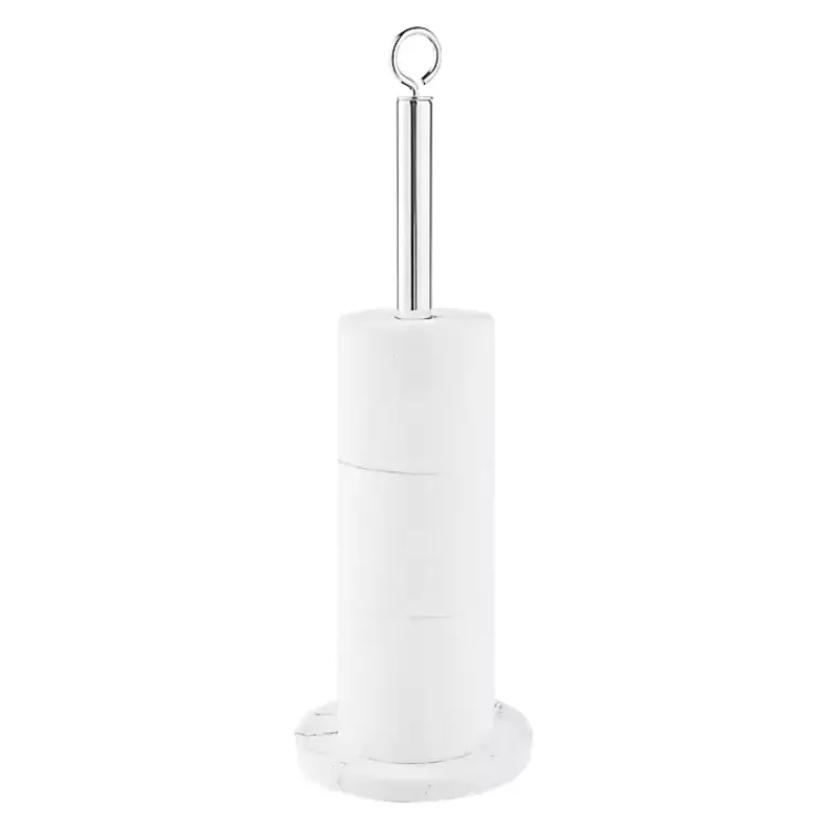 Chrome and White Marble Toilet Paper Holder>Kirklands Home Best Sale