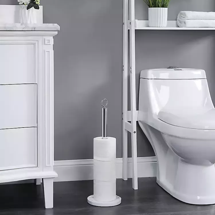 Chrome and White Marble Toilet Paper Holder>Kirklands Home Best Sale