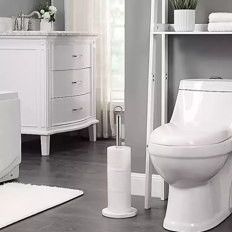 chrome_and_white_marble_toilet_paper_holder_2.webp Chrome and White Marble Toilet Paper Holder>Kirklands Home Best Sale