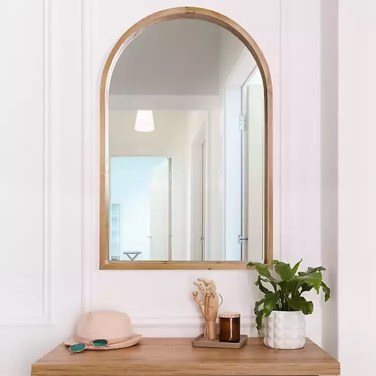 Ciarra Natural Wood Arch Wall Mirror>Kirklands Home Fashion