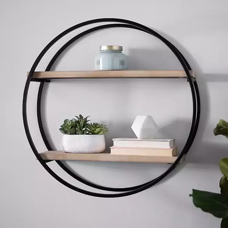 Circle Double Wood Wall Shelf, 25 in.>Kirklands Home Sale