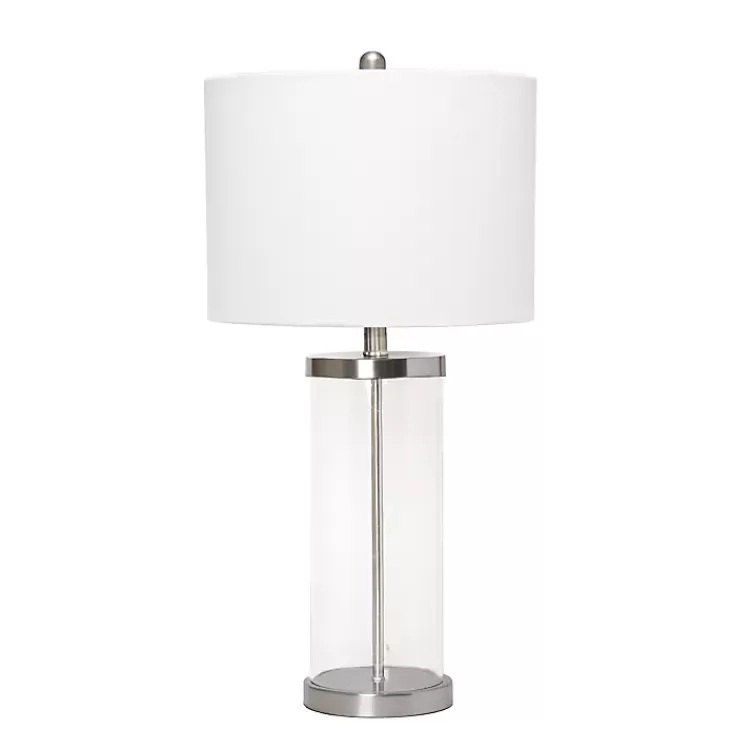 Clear Glass and Nickel Cylindrical Table Lamp>Kirklands Home Best Sale