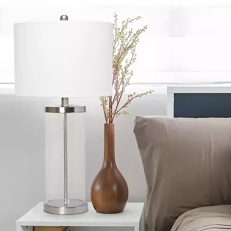 clear_glass_and_nickel_cylindrical_table_lamp_6.webp Clear Glass and Nickel Cylindrical Table Lamp>Kirklands Home Best Sale