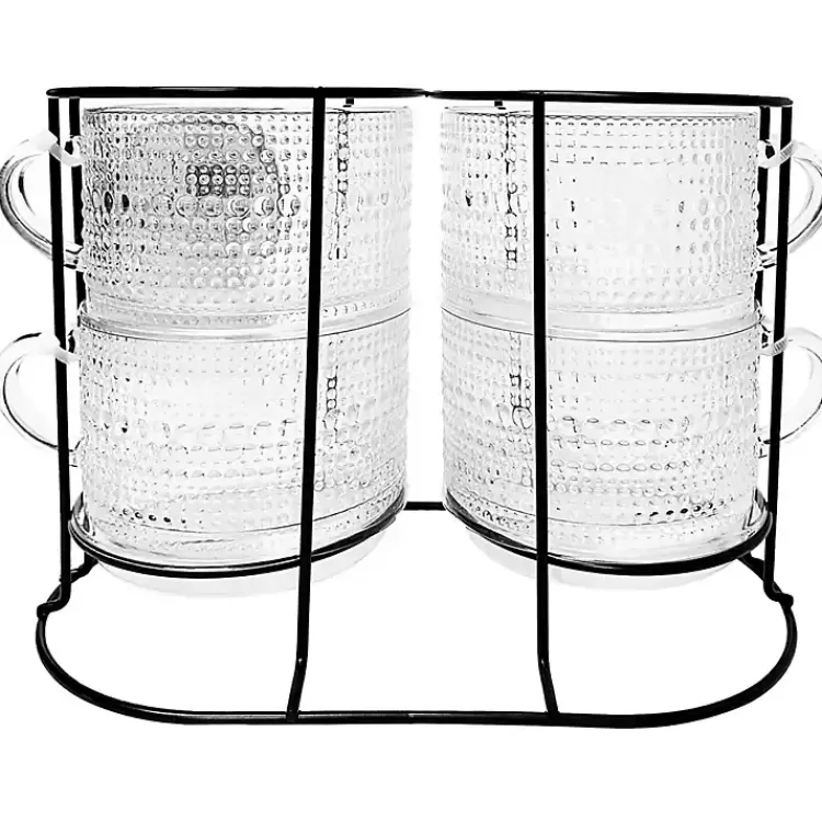 Hobnail Mugs with Rack 5-pc. Set>Kirklands Home Flash Sale