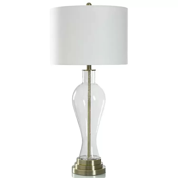 Clear Seeded Glass and Brass Table Lamp>Kirklands Home Clearance
