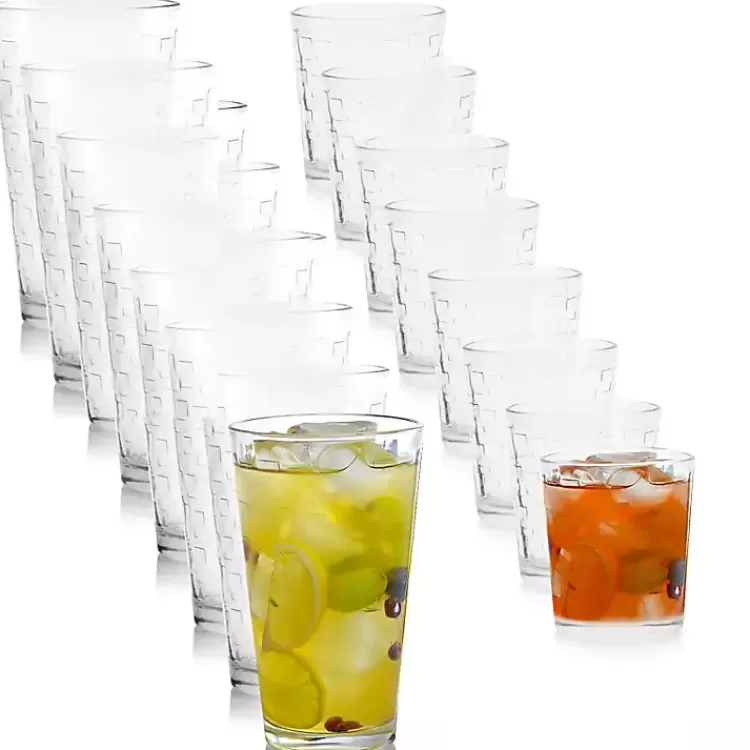 Square Embosses Glass 16-pc. Drinkware Set>Kirklands Home Hot