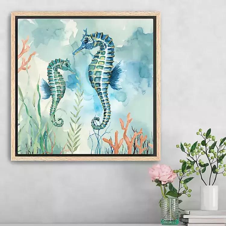 Coastal Bay Seahorses Framed Canvas Art Print>Kirklands Home Hot