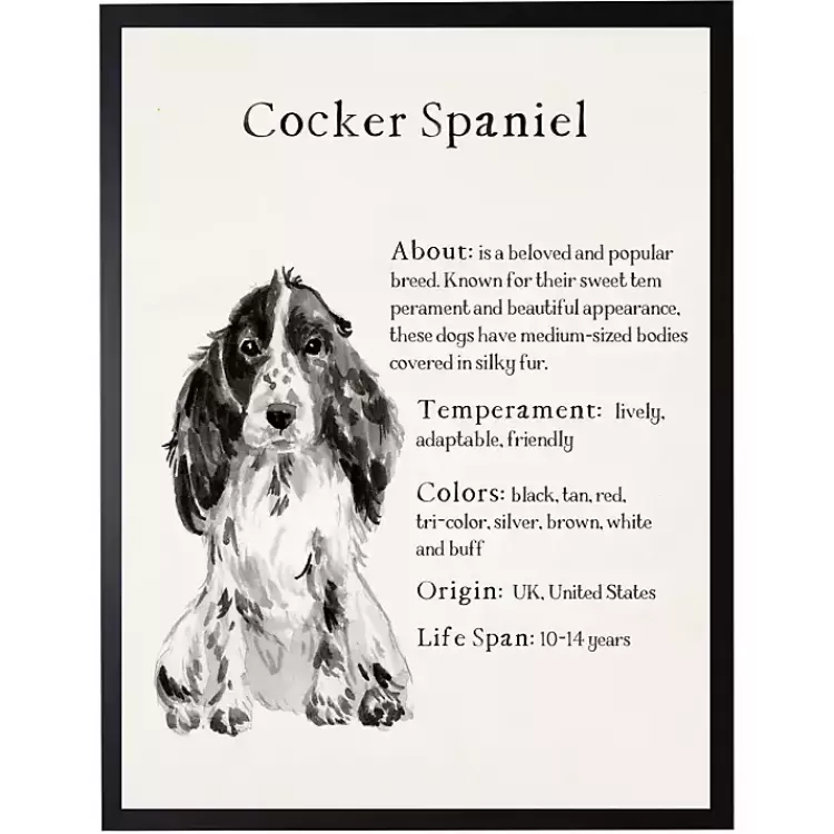 Cocker Spaniel Facts Framed Wall Plaque>Kirklands Home Cheap