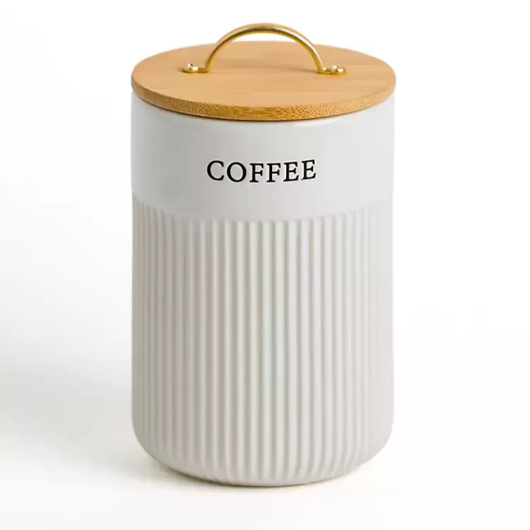Coffee Ribbed Ceramic Canister>Kirklands Home Shop