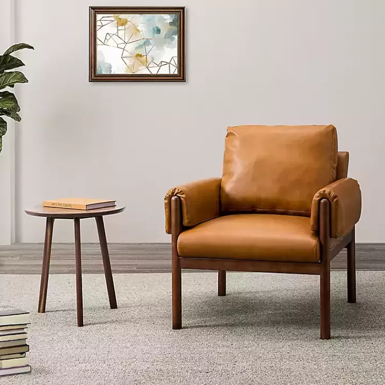 Cognac Faux Leather and Wood Accent Chair>Kirklands Home Sale