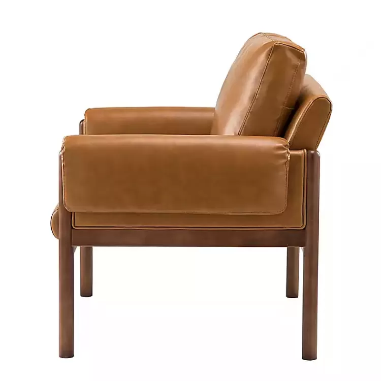 cognac_faux_leather_and_wood_accent_chair_2.webp Cognac Faux Leather and Wood Accent Chair>Kirklands Home Sale