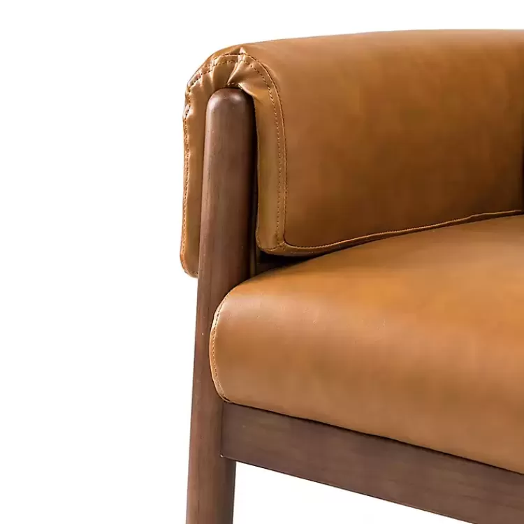 cognac_faux_leather_and_wood_accent_chair_7.webp Cognac Faux Leather and Wood Accent Chair>Kirklands Home Sale