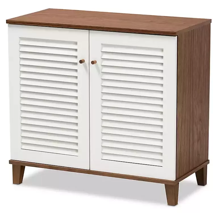 Collier Two-Tone Slatted Shoe Storage Cabinet>Kirklands Home Cheap