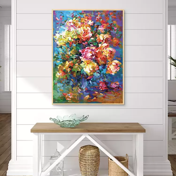 Colorful Flowers in Vase Framed Canvas Art Print>Kirklands Home Best