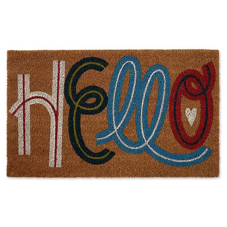 Colorful Hello Coir Doormat>Kirklands Home Outlet