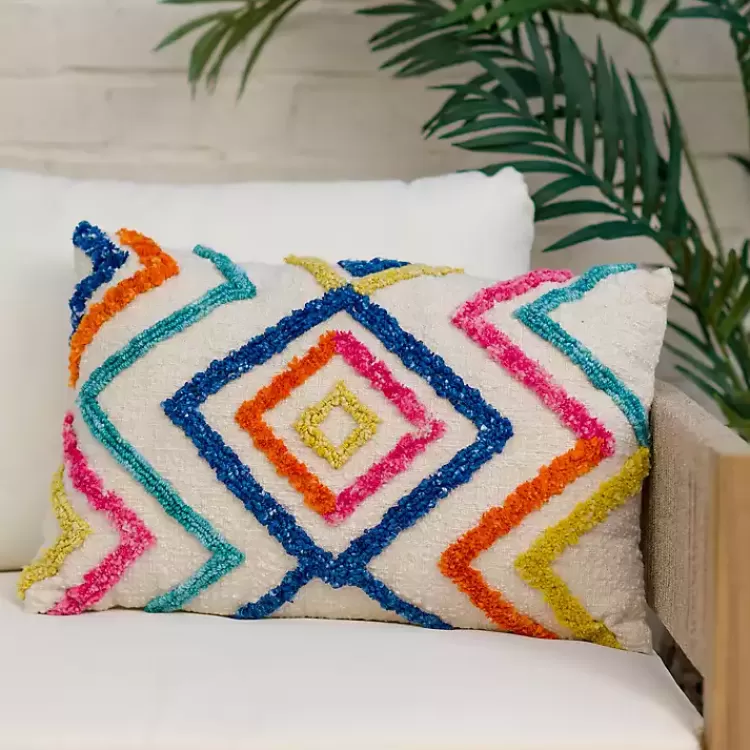 colorful_tufted_diamond_outdoor_lumbar_pillow_3.webp Colorful Tufted Diamond Outdoor Lumbar Pillow>Kirklands Home New