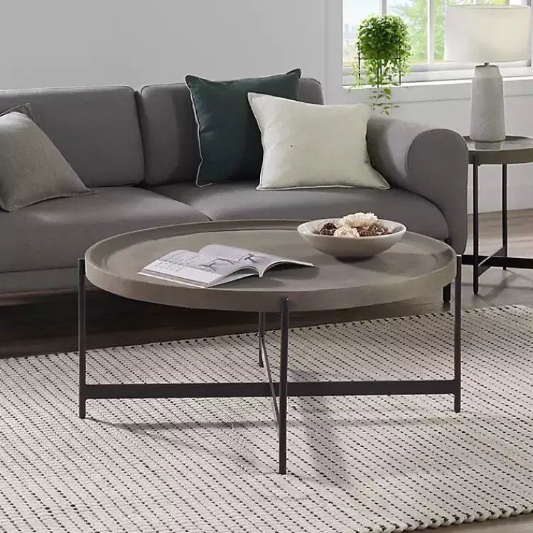 Concrete Round Tray Top Coffee Table>Kirklands Home Online