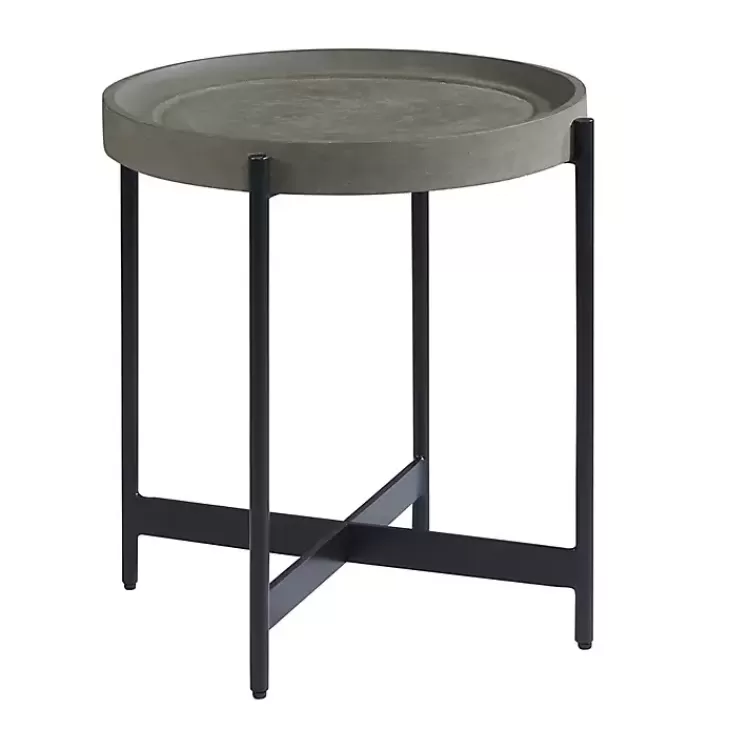 Concrete Round Tray Top Side Table>Kirklands Home Hot