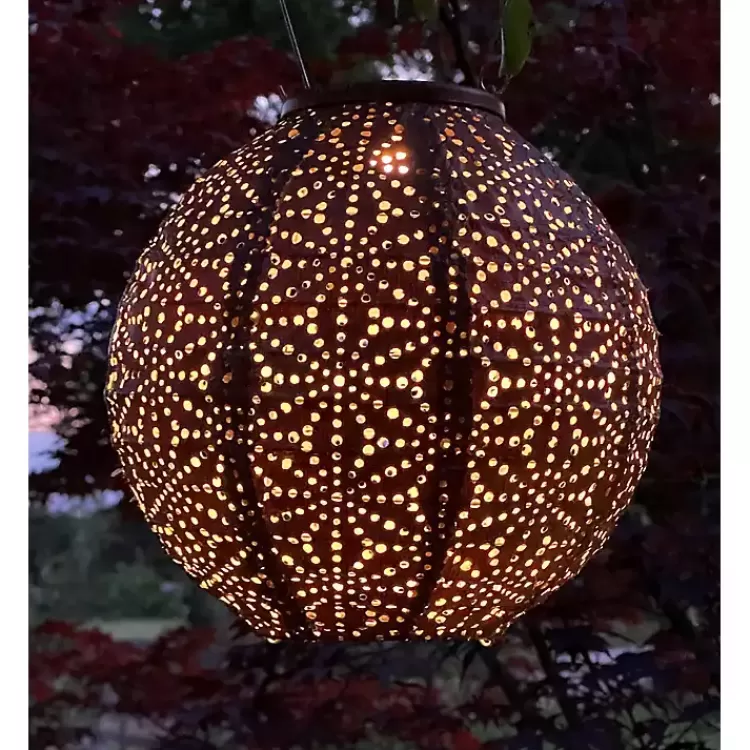 Copper Sashiko Round Hanging LED Outdoor Lantern>Kirklands Home Hot