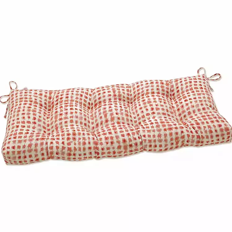 Coral Checkered Outdoor Bench Cushion>Kirklands Home Hot