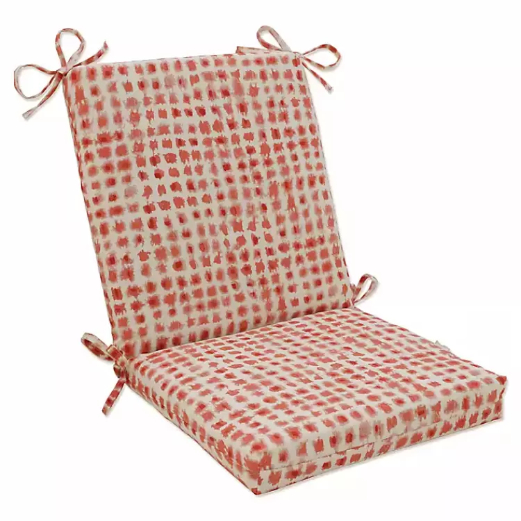 Coral Checkered Outdoor Chair Cushion>Kirklands Home Shop