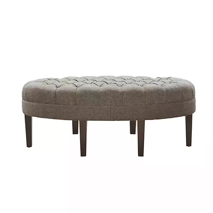 Cory Tufted Beige Linen Ottoman>Kirklands Home Cheap