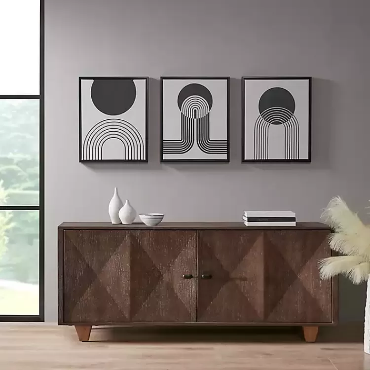 Cosmic Curl Geometric 3-pc. Grayscale Wall Art>Kirklands Home Shop