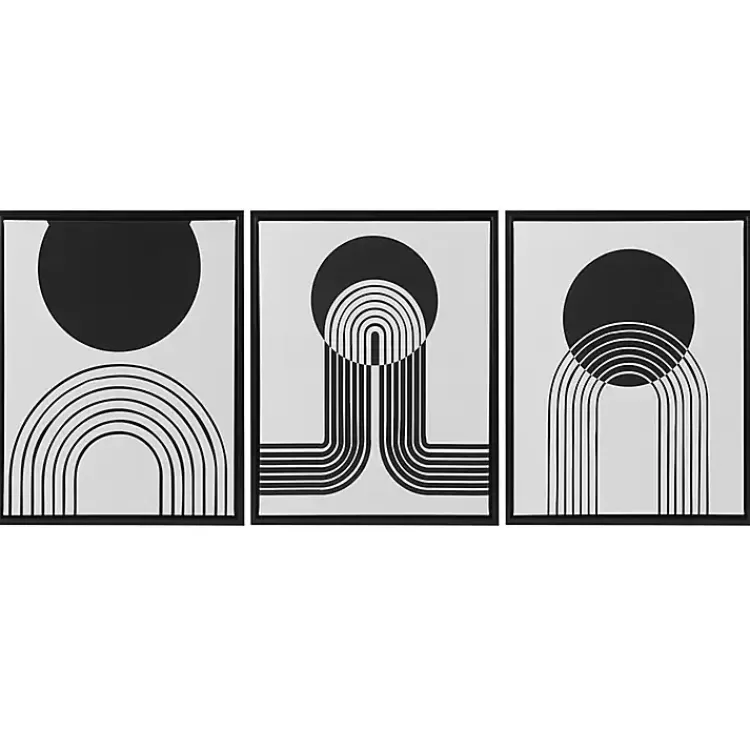Cosmic Curl Geometric 3-pc. Grayscale Wall Art>Kirklands Home Shop
