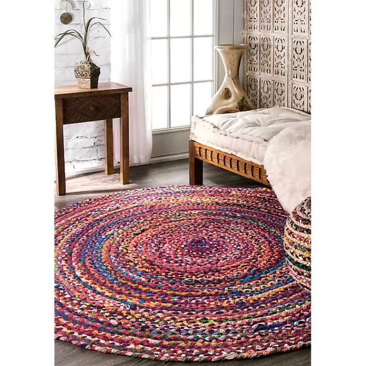 Cotton Braided Tammara Round Area Rug, 6 ft.>Kirklands Home Store