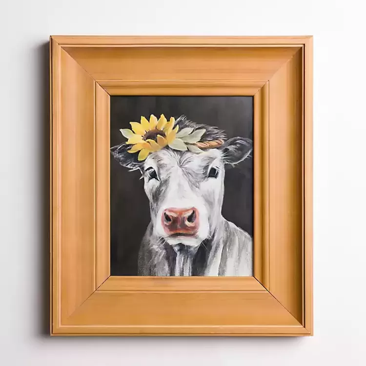 Cow with Sunflower Crown Framed Art Print>Kirklands Home Cheap