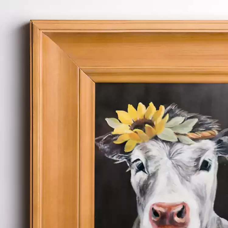 Cow with Sunflower Crown Framed Art Print>Kirklands Home Cheap