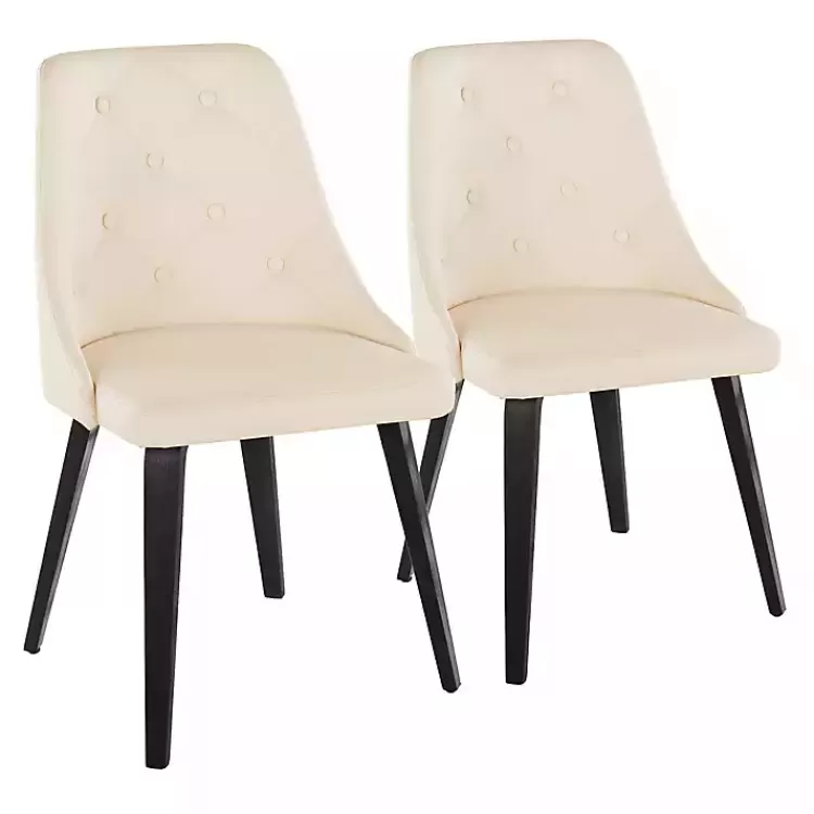 Cream & Black Faux Leather Dining Chairs, Set of 2>Kirklands Home Shop