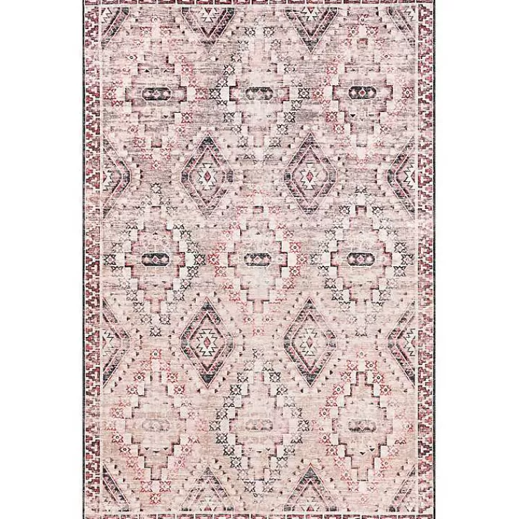 Cream & Red Diamond Trellis Washable Area Rug, 3x5>Kirklands Home Fashion