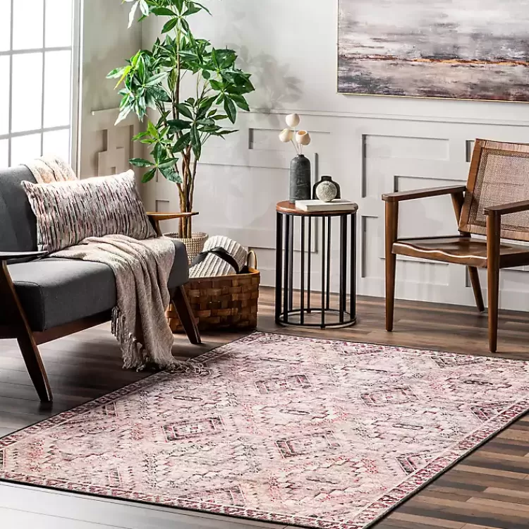 Cream & Red Diamond Trellis Washable Area Rug, 7x9>Kirklands Home Cheap