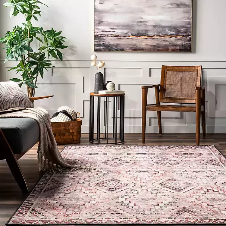 cream__red_diamond_trellis_washable_area_rug_x_7.webp Cream & Red Diamond Trellis Washable Area Rug, 7x9>Kirklands Home Cheap