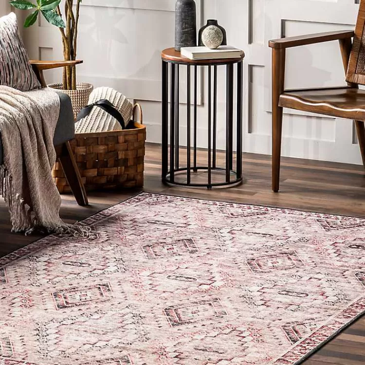 cream__red_diamond_trellis_washable_area_rug_x_8.webp Cream & Red Diamond Trellis Washable Area Rug, 7x9>Kirklands Home Cheap