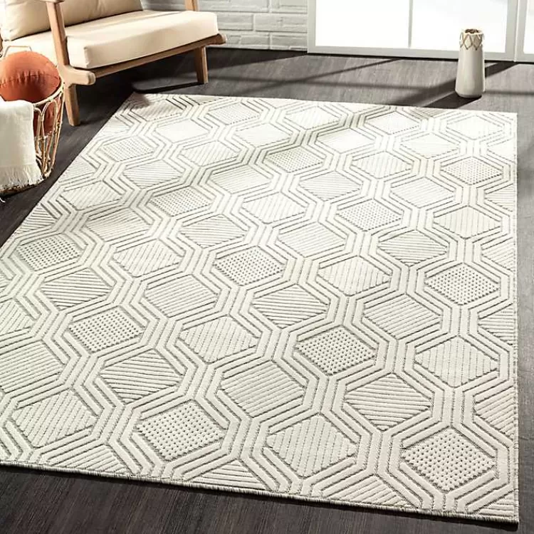 cream_and_blue_geo_indooroutdoor_area_rug_x_2.webp Cream and Blue Geo Indoor/Outdoor Area Rug, 7x9>Kirklands Home Outlet