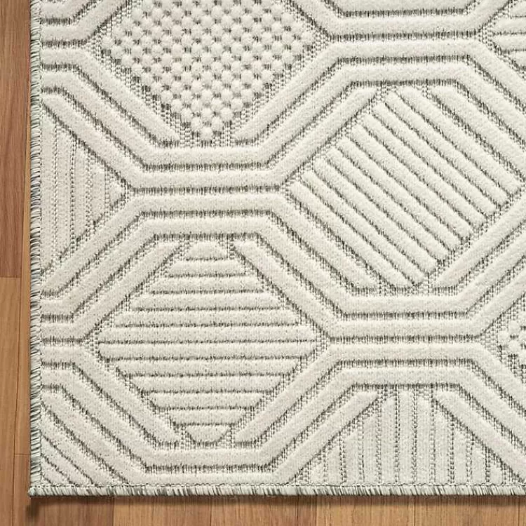 cream_and_blue_geo_indooroutdoor_area_rug_x_7.webp Cream and Blue Geo Indoor/Outdoor Area Rug, 7x9>Kirklands Home Outlet