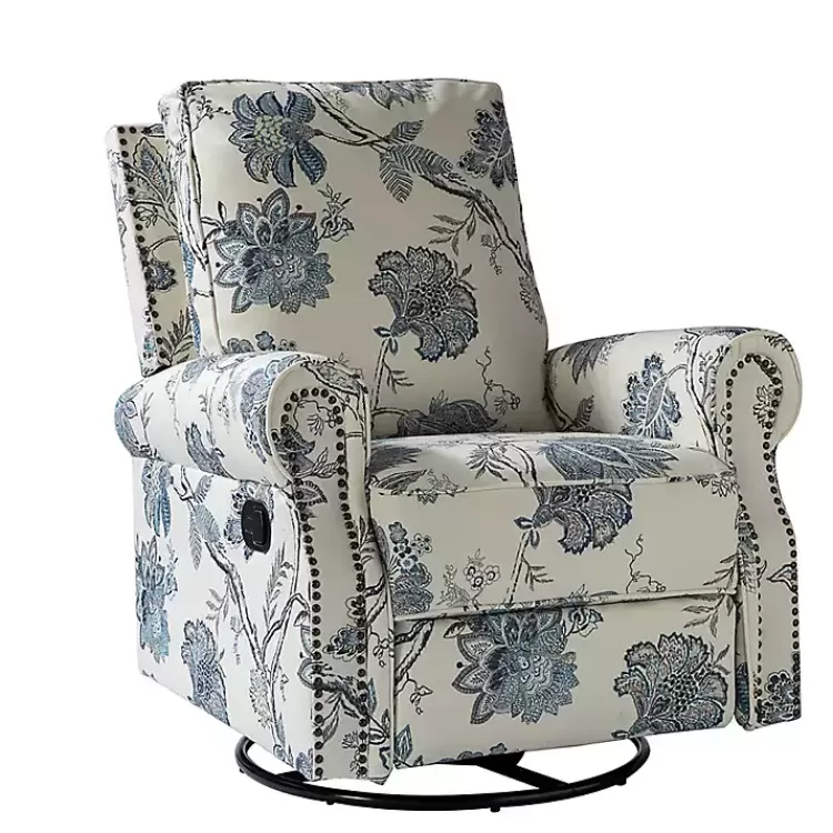 Cream and Blue Vintage Floral Rocking Recliner>Kirklands Home Cheap