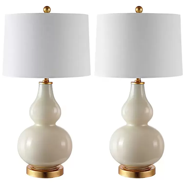 Cream and Gold Leaf Table Lamps, Set of 2>Kirklands Home Clearance