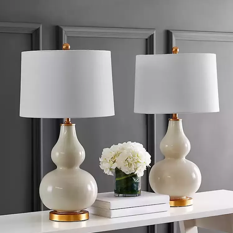 Cream and Gold Leaf Table Lamps, Set of 2>Kirklands Home Clearance