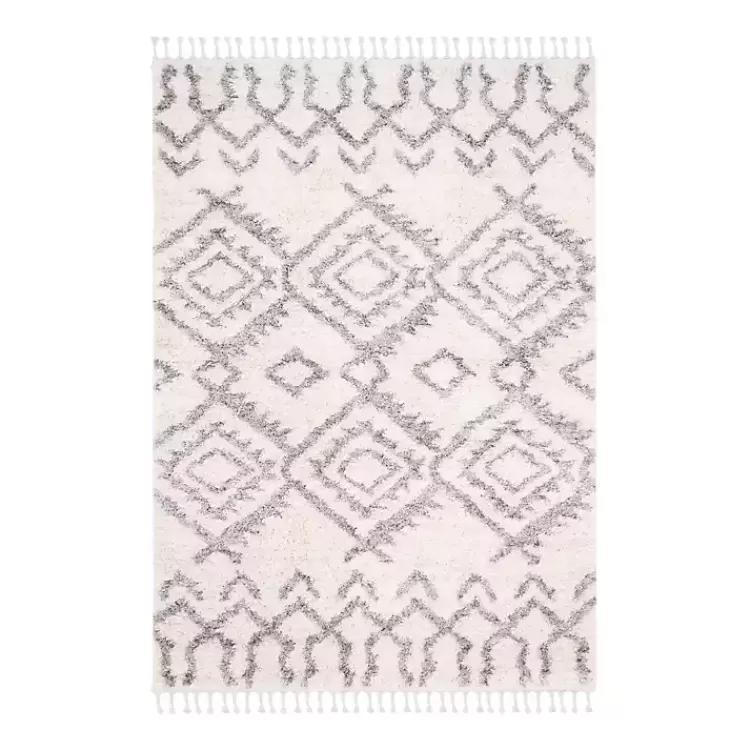 Cream and Gray Bergen Tribal Fringe Shag Rug, 5x7>Kirklands Home Best