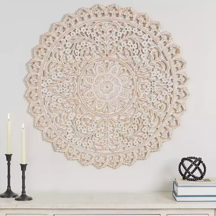 Cream and Natural Ornate Medallion Wall Plaque>Kirklands Home Fashion