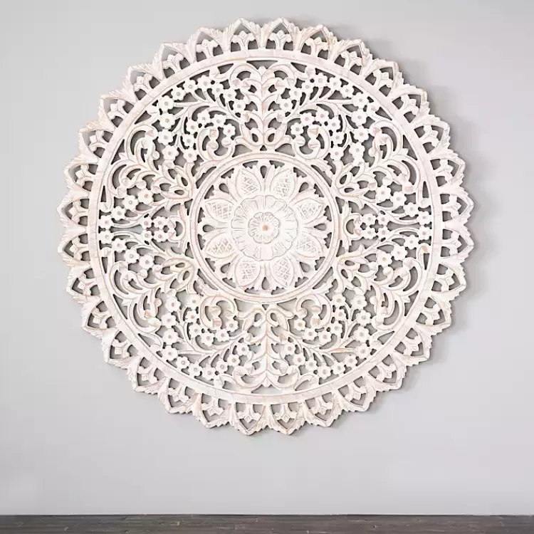 Cream and Natural Ornate Medallion Wall Plaque>Kirklands Home Fashion