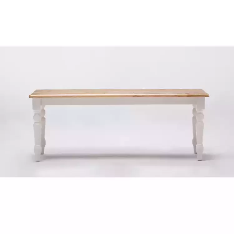 Cream and Natural Wood Dining Bench>Kirklands Home Hot