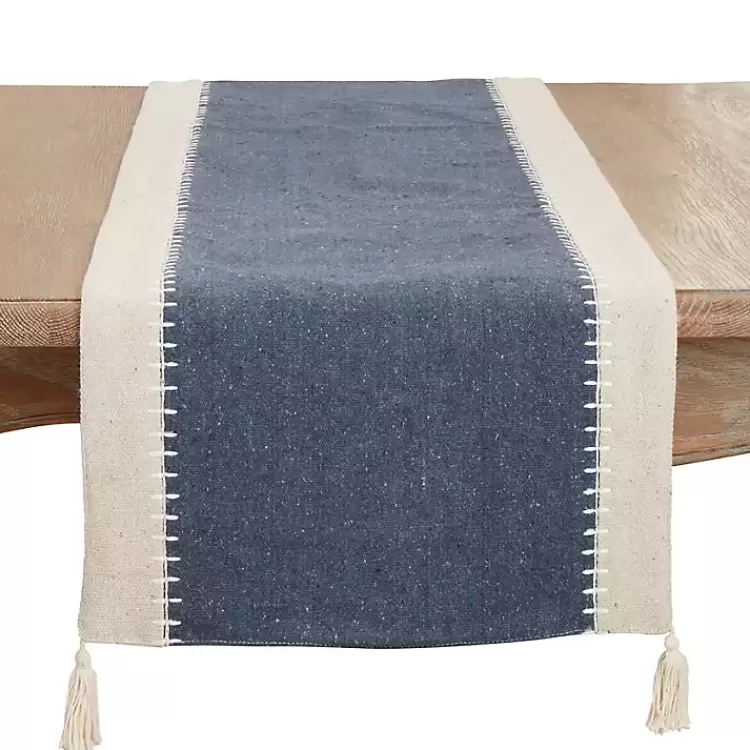 Cream and Navy Whipstitch Border Table Runner>Kirklands Home Cheap