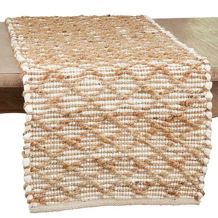 Cream and Tan Woven Diamond Table Runner>Kirklands Home Flash Sale