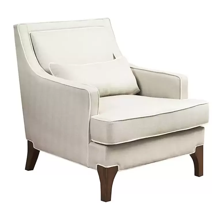 Cream and White Contrast Welting Accent Chair>Kirklands Home Flash Sale